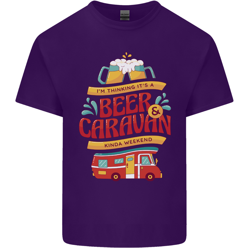 Beer and Caravan Kinda Weekend Funny Mens Cotton T-Shirt Tee Top Purple