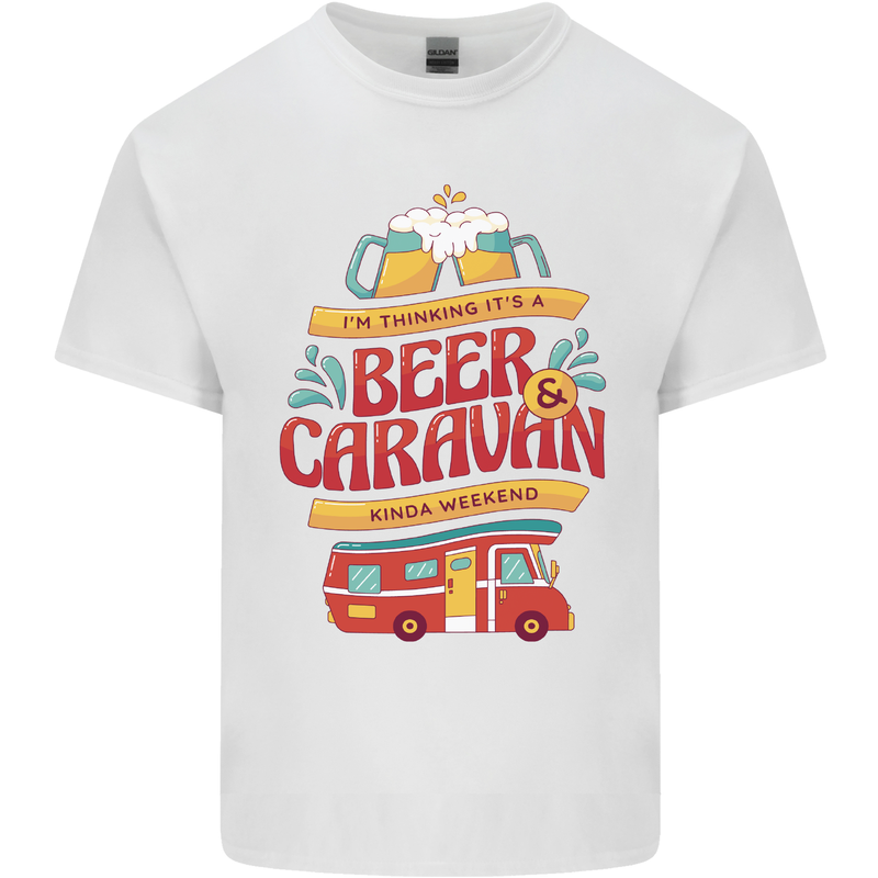 Beer and Caravan Kinda Weekend Funny Mens Cotton T-Shirt Tee Top White