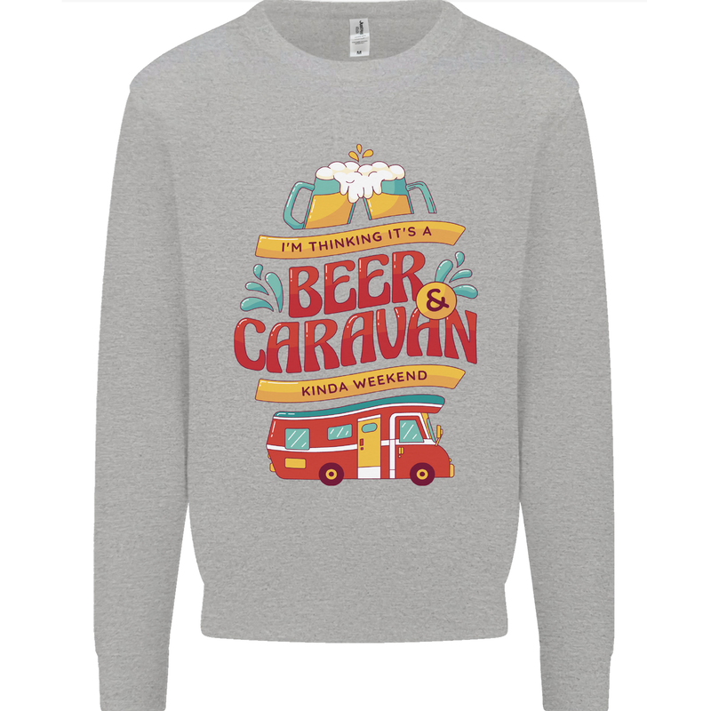 Beer and Caravan Kinda Weekend Funny Mens Sweatshirt Jumper Sports Grey