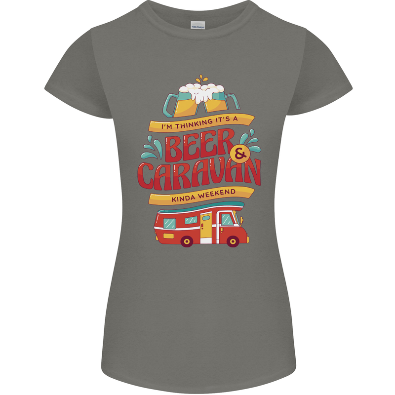 Beer and Caravan Kinda Weekend Funny Womens Petite Cut T-Shirt Charcoal