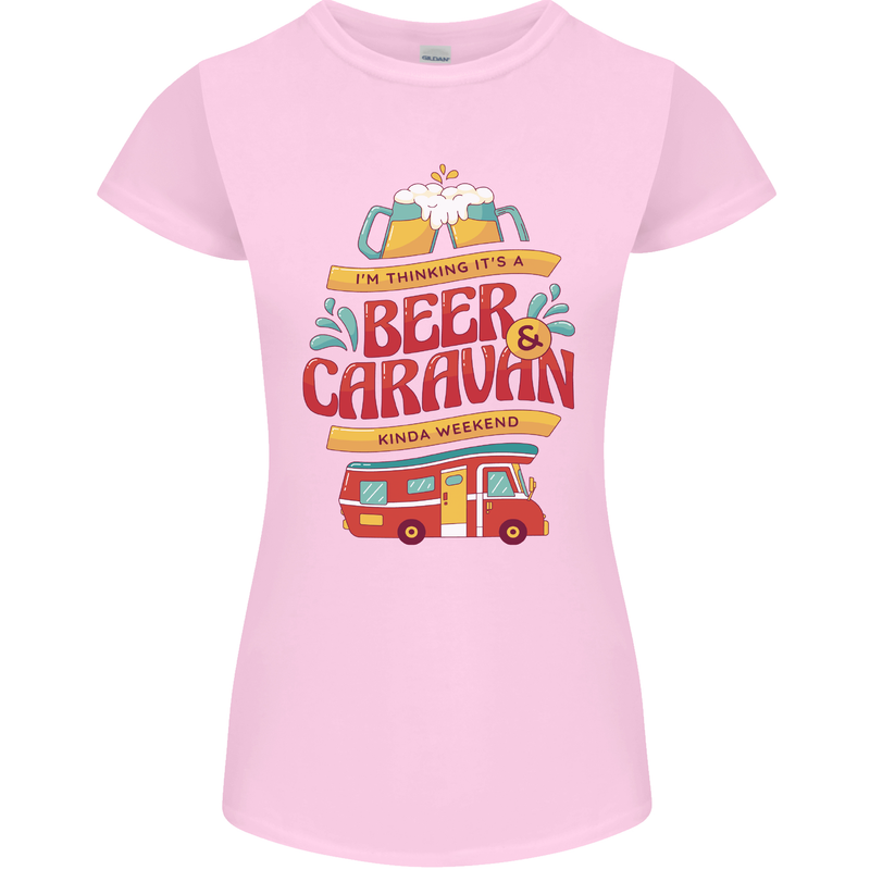 Beer and Caravan Kinda Weekend Funny Womens Petite Cut T-Shirt Light Pink