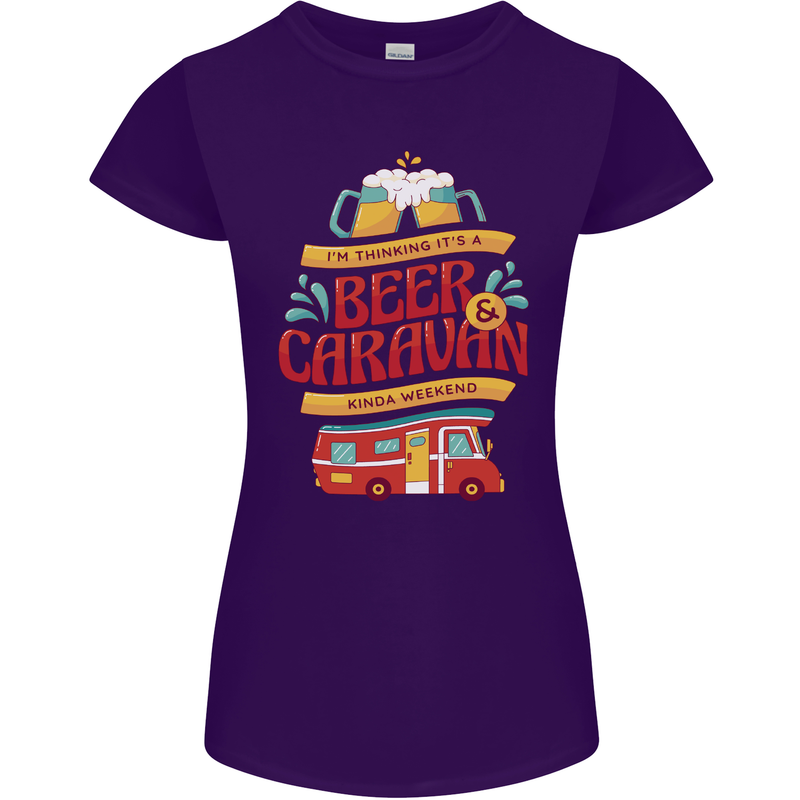Beer and Caravan Kinda Weekend Funny Womens Petite Cut T-Shirt Purple