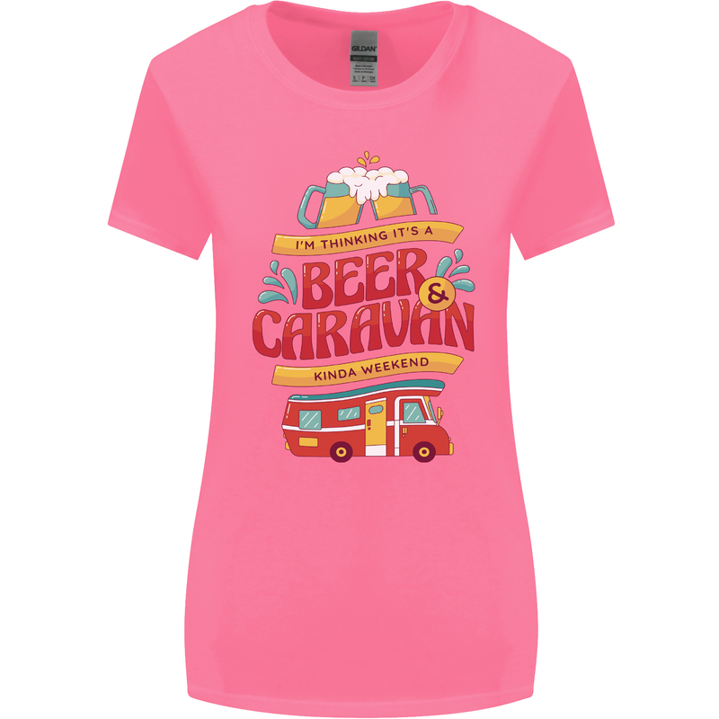 Beer and Caravan Kinda Weekend Funny Womens Wider Cut T-Shirt Azalea