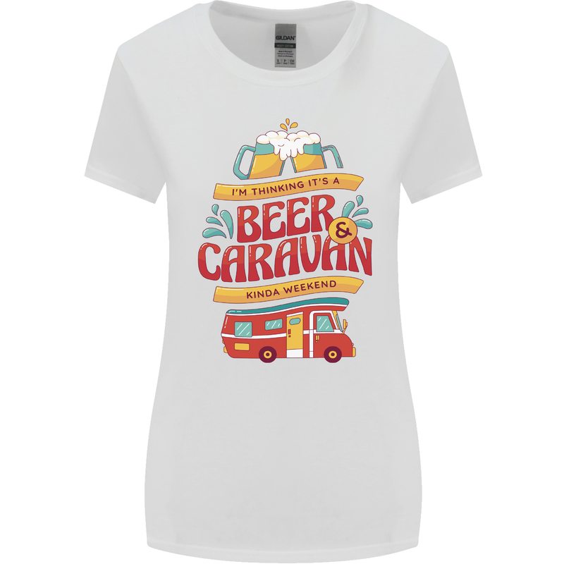 Beer and Caravan Kinda Weekend Funny Womens Wider Cut T-Shirt White