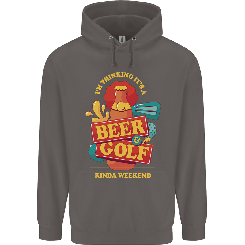 Beer and Golf Kinda Weekend Funny Golfer Mens 80% Cotton Hoodie Charcoal