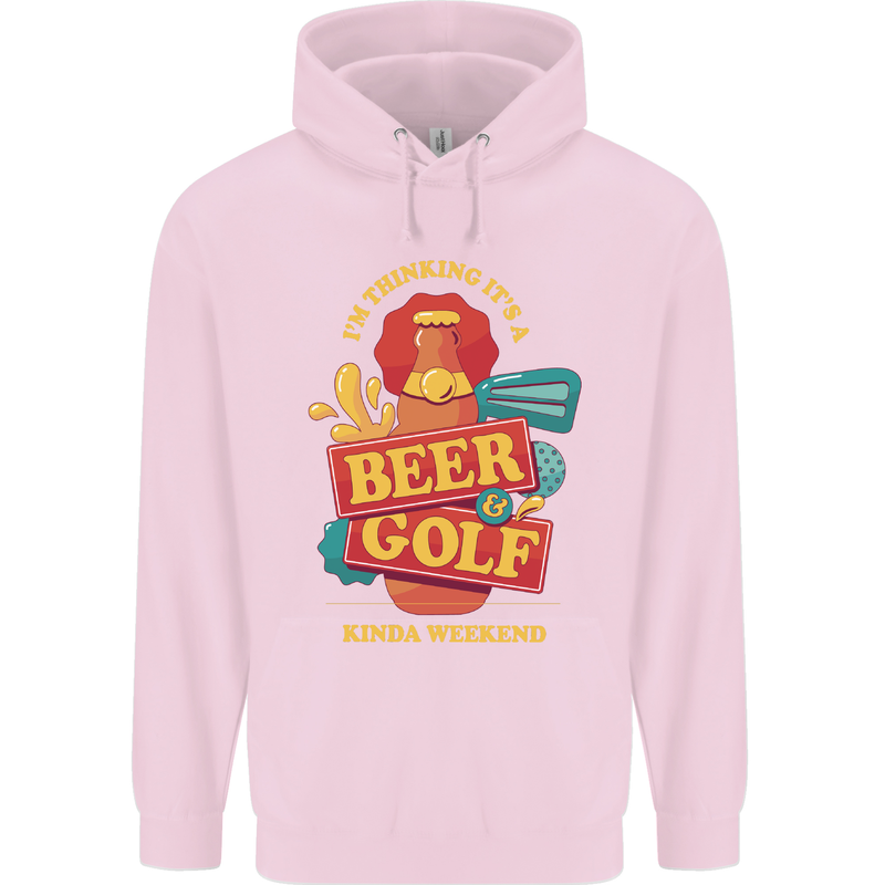 Beer and Golf Kinda Weekend Funny Golfer Mens 80% Cotton Hoodie Light Pink