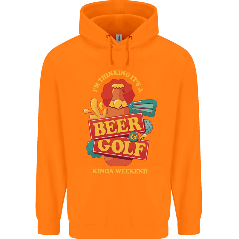 Beer and Golf Kinda Weekend Funny Golfer Mens 80% Cotton Hoodie Orange