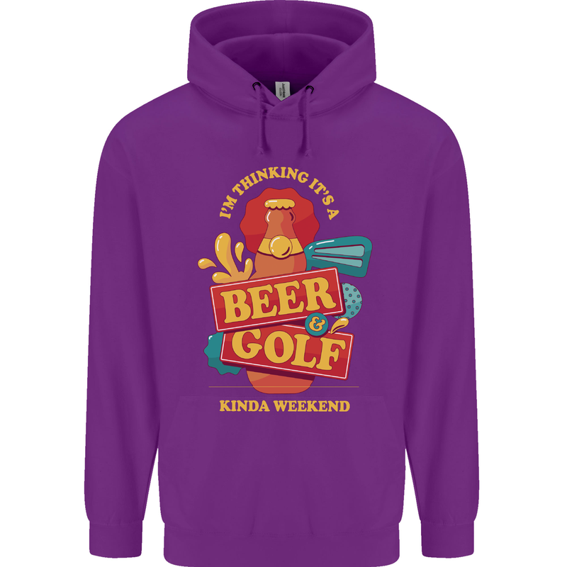 Beer and Golf Kinda Weekend Funny Golfer Mens 80% Cotton Hoodie Purple