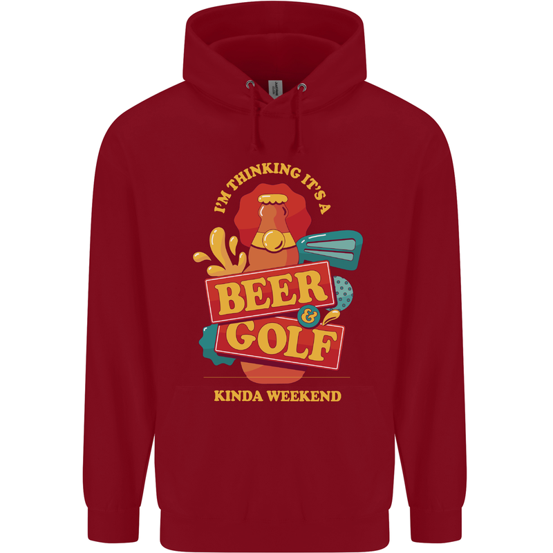 Beer and Golf Kinda Weekend Funny Golfer Mens 80% Cotton Hoodie Red