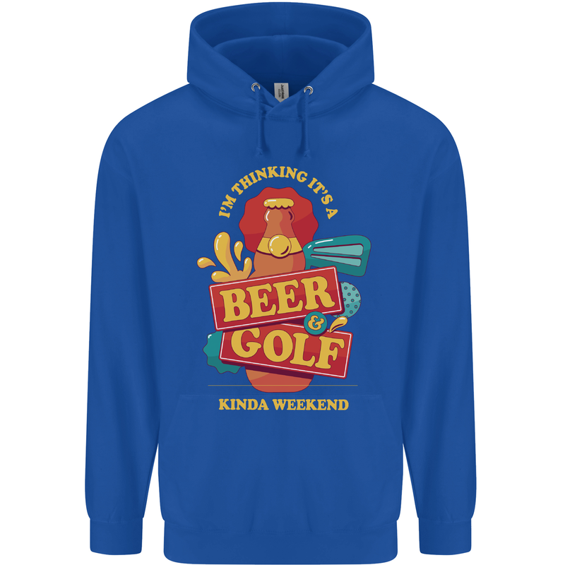 Beer and Golf Kinda Weekend Funny Golfer Mens 80% Cotton Hoodie Royal Blue