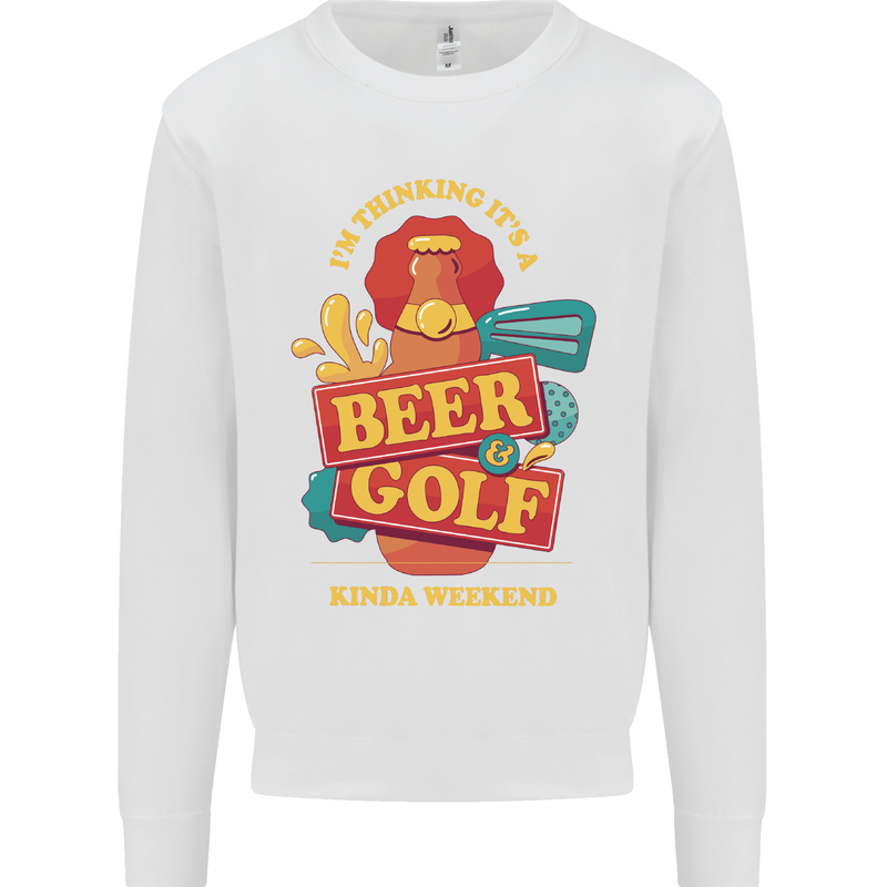 Beer and Golf Kinda Weekend Funny Golfer Mens Sweatshirt Jumper White