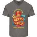 Beer and Golf Kinda Weekend Funny Golfer Mens V-Neck Cotton T-Shirt Charcoal