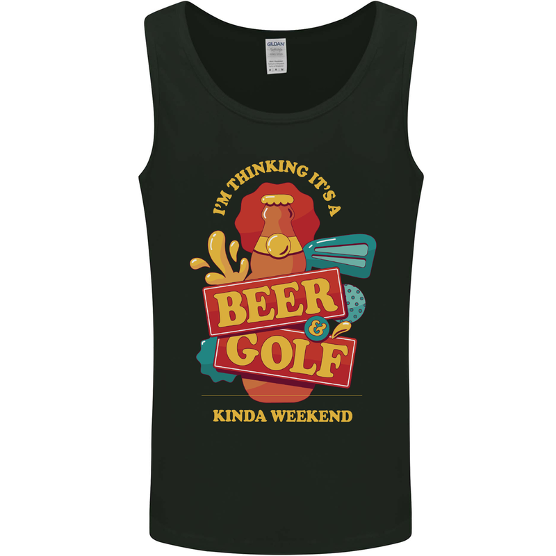 Beer and Golf Kinda Weekend Funny Golfer Mens Vest Tank Top Black