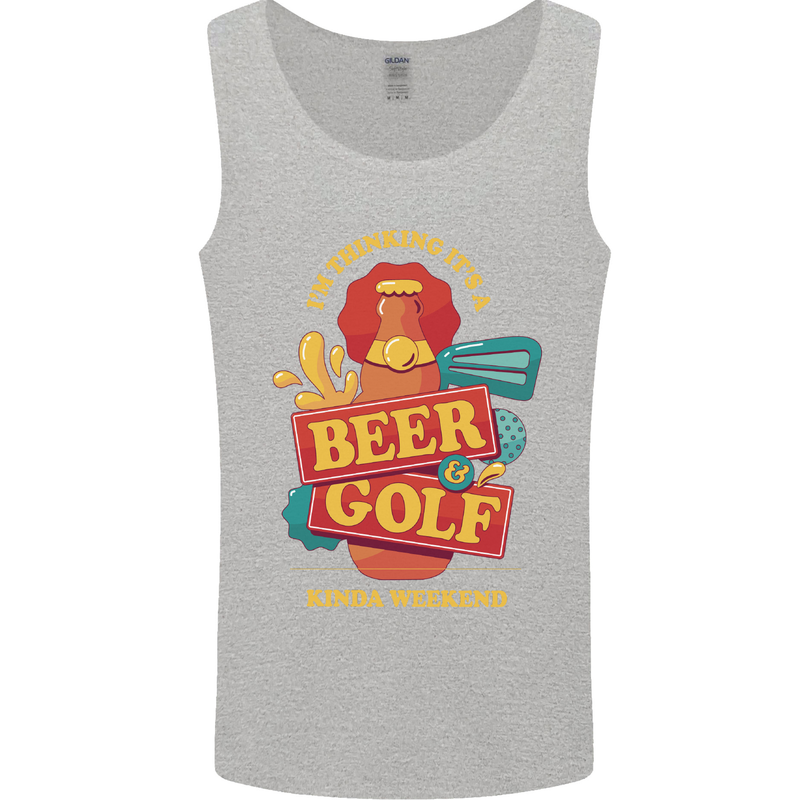 Beer and Golf Kinda Weekend Funny Golfer Mens Vest Tank Top Sports Grey