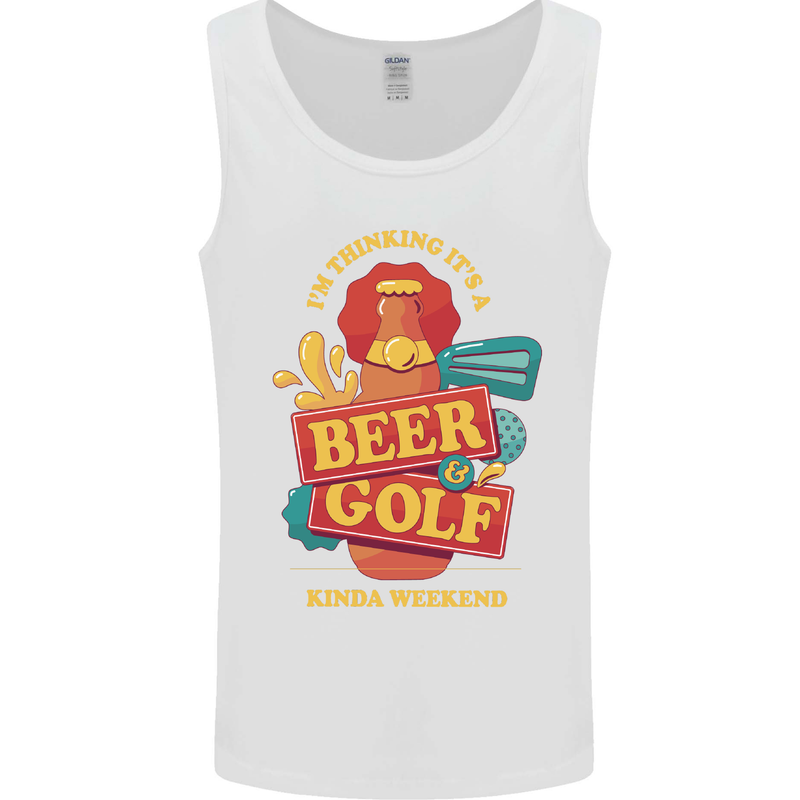 Beer and Golf Kinda Weekend Funny Golfer Mens Vest Tank Top White
