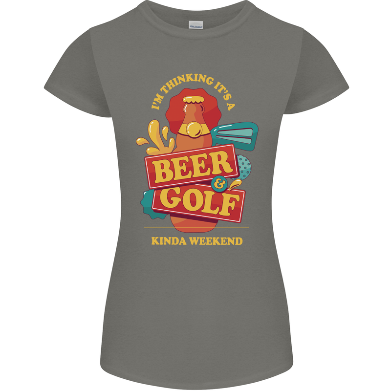Beer and Golf Kinda Weekend Funny Golfer Womens Petite Cut T-Shirt Charcoal