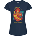Beer and Golf Kinda Weekend Funny Golfer Womens Petite Cut T-Shirt Navy Blue