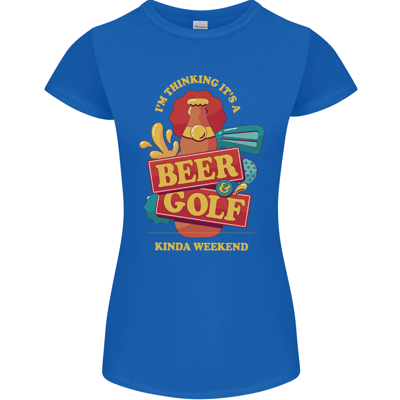 Beer and Golf Kinda Weekend Funny Golfer Womens Petite Cut T-Shirt Royal Blue