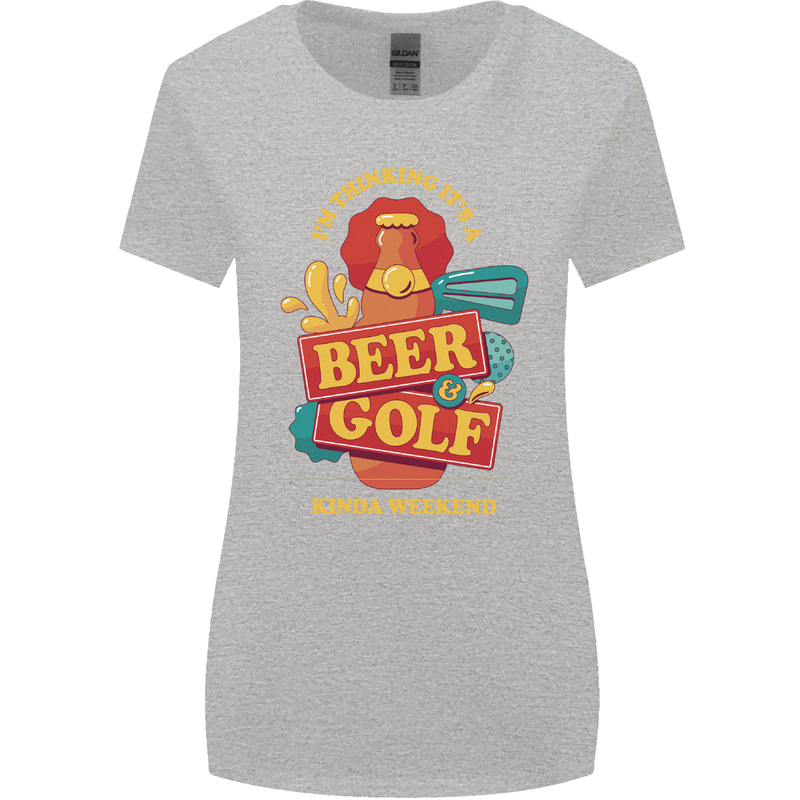 Beer and Golf Kinda Weekend Funny Golfer Womens Wider Cut T-Shirt Sports Grey