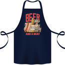 Beer and a Brat Funny Dog Alcohol Hotdog Cotton Apron 100% Organic Navy Blue
