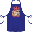 Beer and a Brat Funny Dog Alcohol Hotdog Cotton Apron 100% Organic Royal Blue