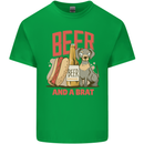 Beer and a Brat Funny Dog Alcohol Hotdog Kids T-Shirt Childrens Irish Green