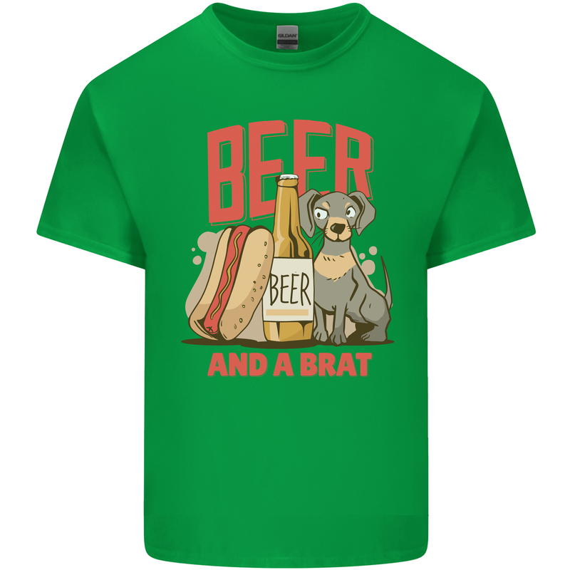 Beer and a Brat Funny Dog Alcohol Hotdog Kids T-Shirt Childrens Irish Green