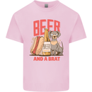 Beer and a Brat Funny Dog Alcohol Hotdog Kids T-Shirt Childrens Light Pink