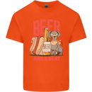 Beer and a Brat Funny Dog Alcohol Hotdog Kids T-Shirt Childrens Orange