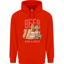 Beer and a Brat Funny Dog Alcohol Hotdog Mens 80% Cotton Hoodie Bright Red