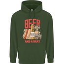 Beer and a Brat Funny Dog Alcohol Hotdog Mens 80% Cotton Hoodie Forest Green
