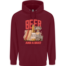 Beer and a Brat Funny Dog Alcohol Hotdog Mens 80% Cotton Hoodie Maroon