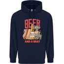 Beer and a Brat Funny Dog Alcohol Hotdog Mens 80% Cotton Hoodie Navy Blue