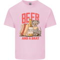 Beer and a Brat Funny Dog Alcohol Hotdog Mens Cotton T-Shirt Tee Top Light Pink