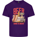 Beer and a Brat Funny Dog Alcohol Hotdog Mens Cotton T-Shirt Tee Top Purple