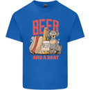 Beer and a Brat Funny Dog Alcohol Hotdog Mens Cotton T-Shirt Tee Top Royal Blue