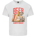 Beer and a Brat Funny Dog Alcohol Hotdog Mens Cotton T-Shirt Tee Top White