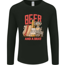 Beer and a Brat Funny Dog Alcohol Hotdog Mens Long Sleeve T-Shirt Black