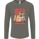 Beer and a Brat Funny Dog Alcohol Hotdog Mens Long Sleeve T-Shirt Charcoal