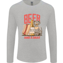 Beer and a Brat Funny Dog Alcohol Hotdog Mens Long Sleeve T-Shirt Sports Grey