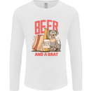 Beer and a Brat Funny Dog Alcohol Hotdog Mens Long Sleeve T-Shirt White