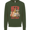 Beer and a Brat Funny Dog Alcohol Hotdog Mens Sweatshirt Jumper Forest Green