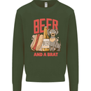 Beer and a Brat Funny Dog Alcohol Hotdog Mens Sweatshirt Jumper Forest Green