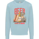 Beer and a Brat Funny Dog Alcohol Hotdog Mens Sweatshirt Jumper Light Blue