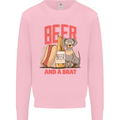 Beer and a Brat Funny Dog Alcohol Hotdog Mens Sweatshirt Jumper Light Pink