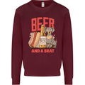 Beer and a Brat Funny Dog Alcohol Hotdog Mens Sweatshirt Jumper Maroon