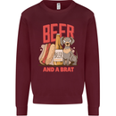 Beer and a Brat Funny Dog Alcohol Hotdog Mens Sweatshirt Jumper Maroon