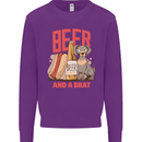 Beer and a Brat Funny Dog Alcohol Hotdog Mens Sweatshirt Jumper Purple