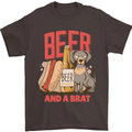 Beer and a Brat Funny Dog Alcohol Hotdog Mens T-Shirt Cotton Gildan Dark Chocolate