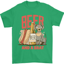 Beer and a Brat Funny Dog Alcohol Hotdog Mens T-Shirt Cotton Gildan Irish Green